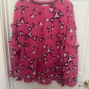 Crown & Ivy Pink & Navy Leopard Print Top